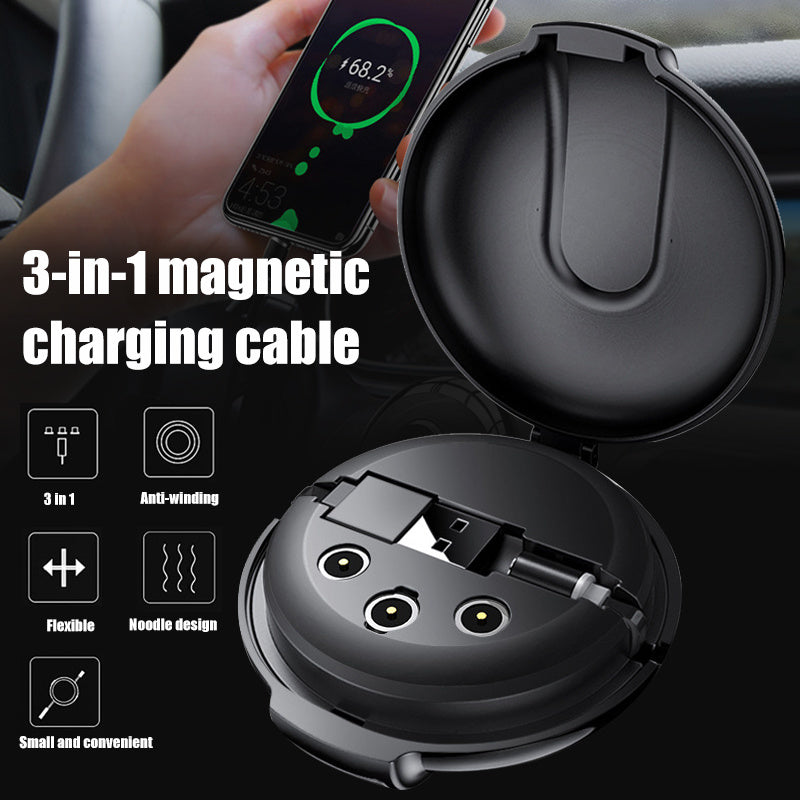 3-in-1 Magnetic Retractable Style Charger Portable Multifunctional Car Holder Mobile Phone Bracket Fast Charger